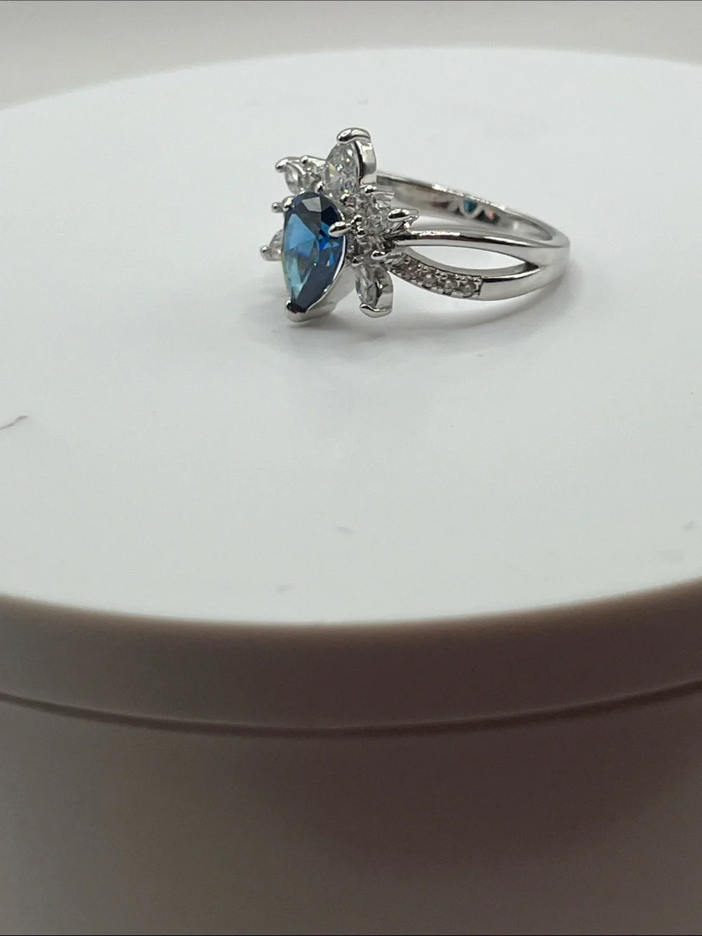 Bomb Party Blue Teardrop Halo Ring  10